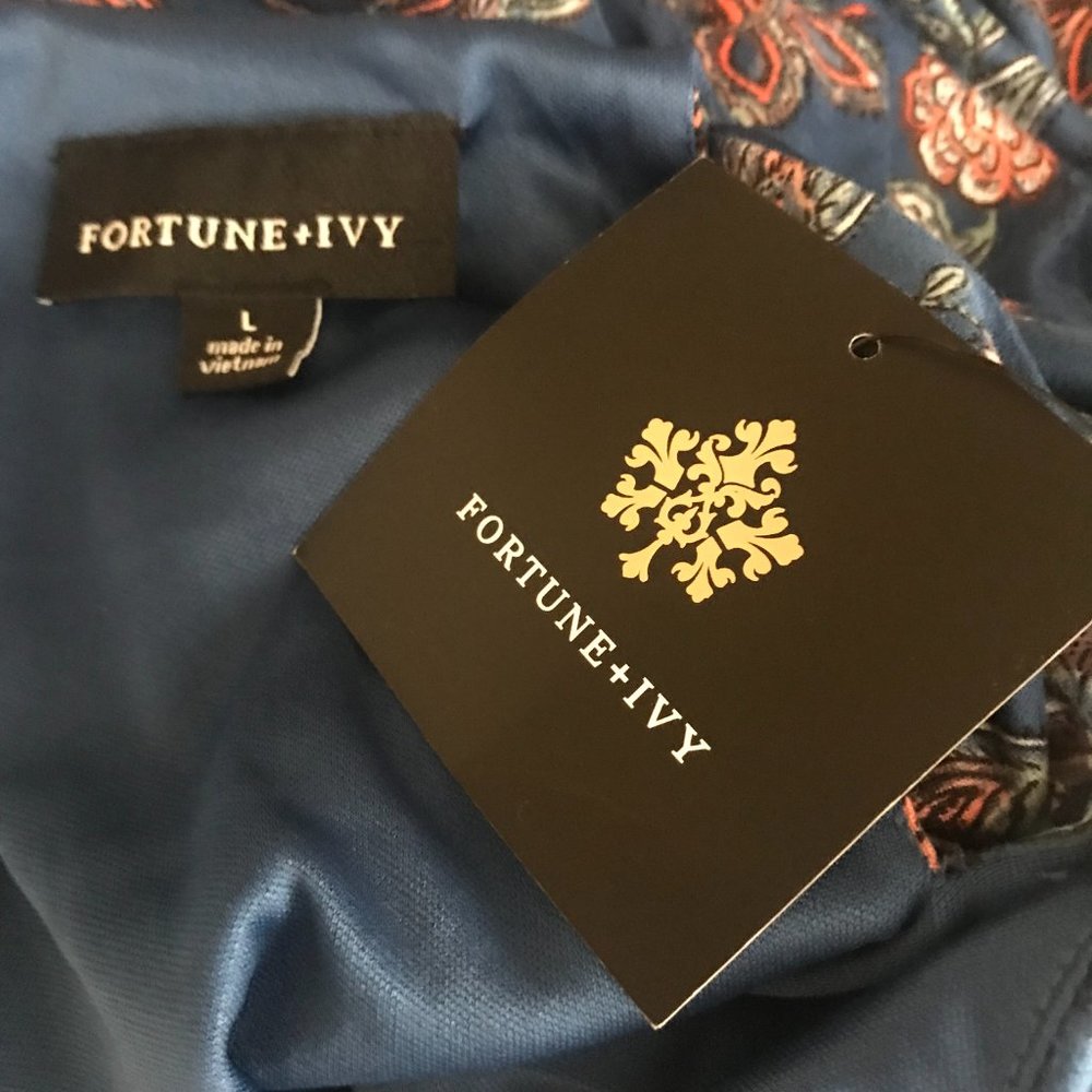 NWT Fortune + Ivy Blue w/Scattered Flowers Halter-Style Dress Large - Picture 10 of 10